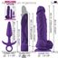 Kit de Dildo 5 con sopapa,Vibrador rigido y plug anal violetas.